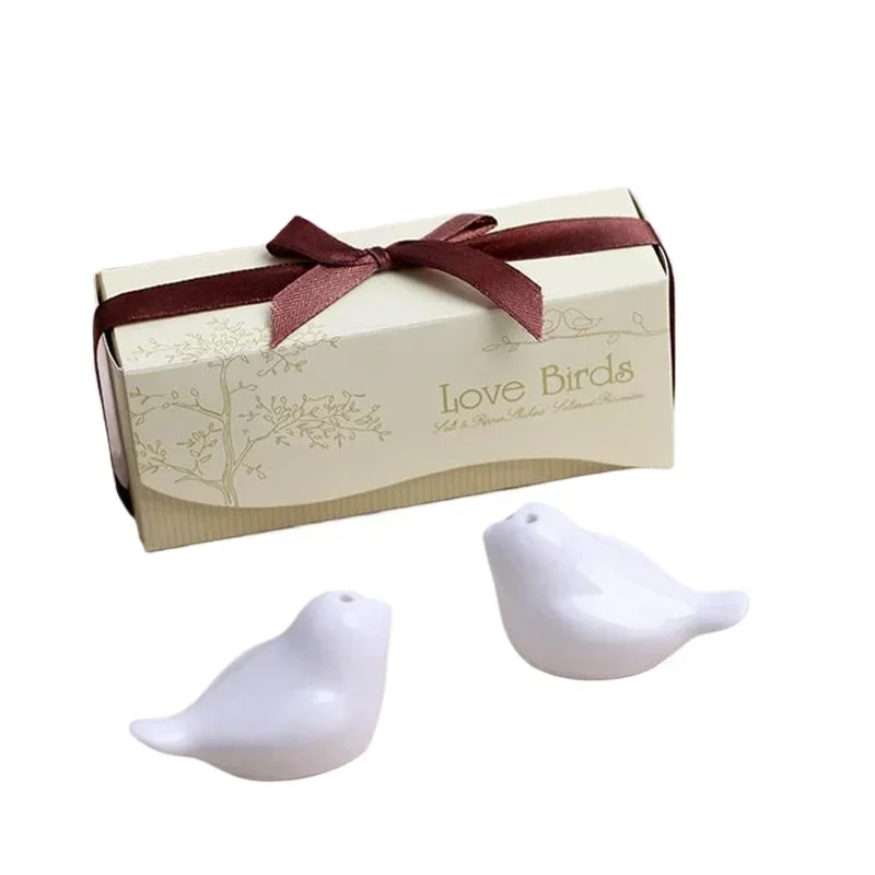 50pcs/lot(25boxes) Perfect little Wedding gift for guests Love birds salt and pepper shakers Wedding favors For Party Gift favor