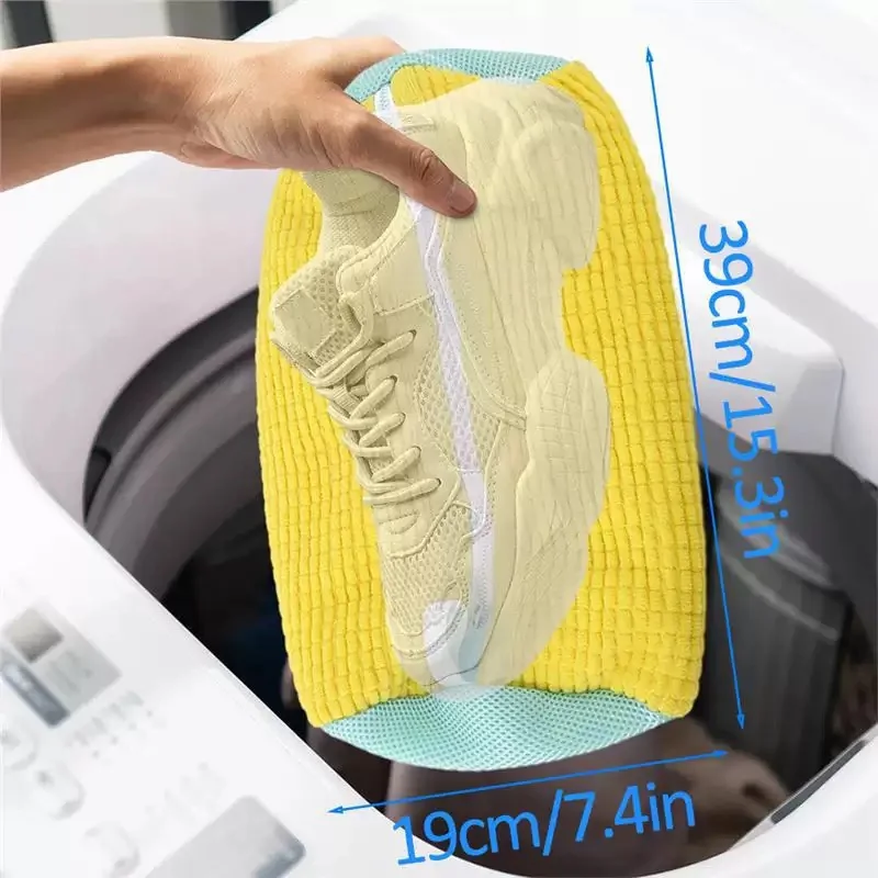 YM 1/2/4PCS Shoe Washing Machine Bag Machine Washable Shoe Washing & Drying Bag with Soft Fiber Clean Brush Double Zipper