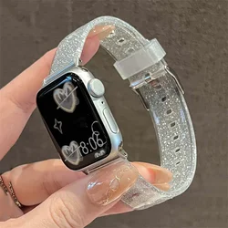 Glitter Gradual Change Clear Strap For Apple Watch Band 49mm 45 41 44mm 38 42 40 Correa Silicone Band For iWatch Series 8 7 SE 6