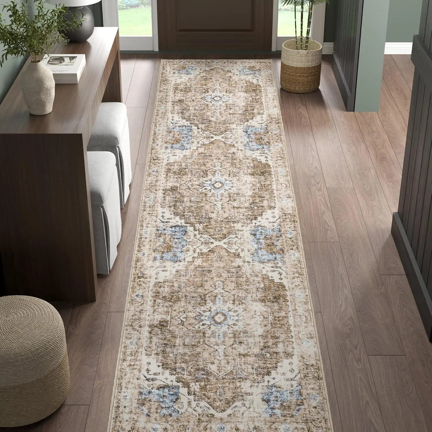 VIKAMA Bohemian Runner Rug Anti-Slip Lightweight Corridor Kitchen Floor Mat Retro Bedroom Carpet Home Decoration - view 2