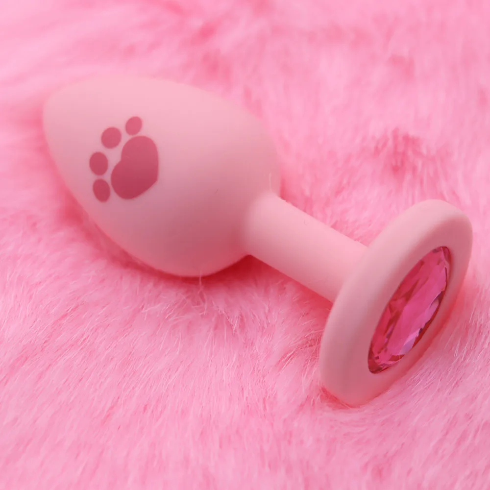 2024 New Beginner Anal Plug Cat\'s Paw  Butt Plug with Detachable Acrylic Diamond Female Sex Toy for Men Women Couples Game