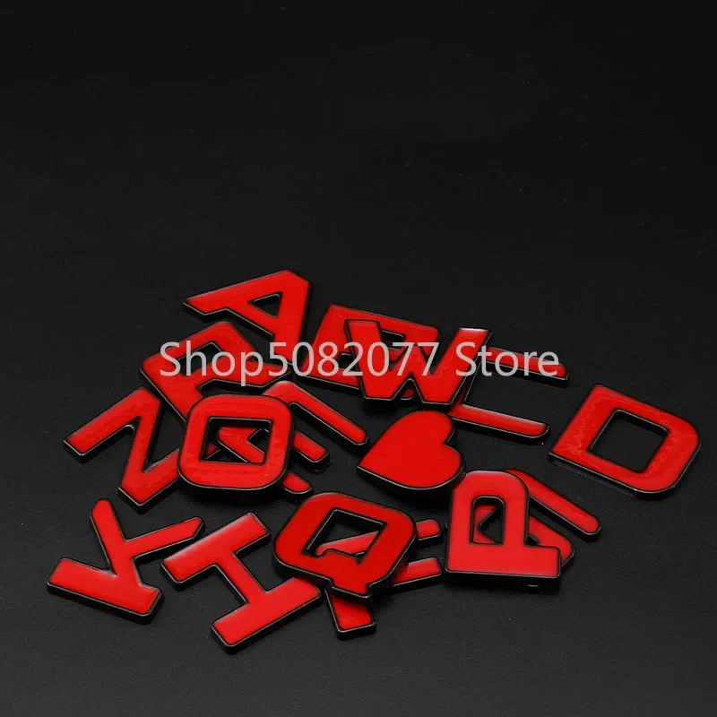 3cm DIY Alphabet Dual Colors Red Black Metal Full 26 Letters 10 Numbers Star Heart Car Nameplate Logo 3D Sticker for All Cars