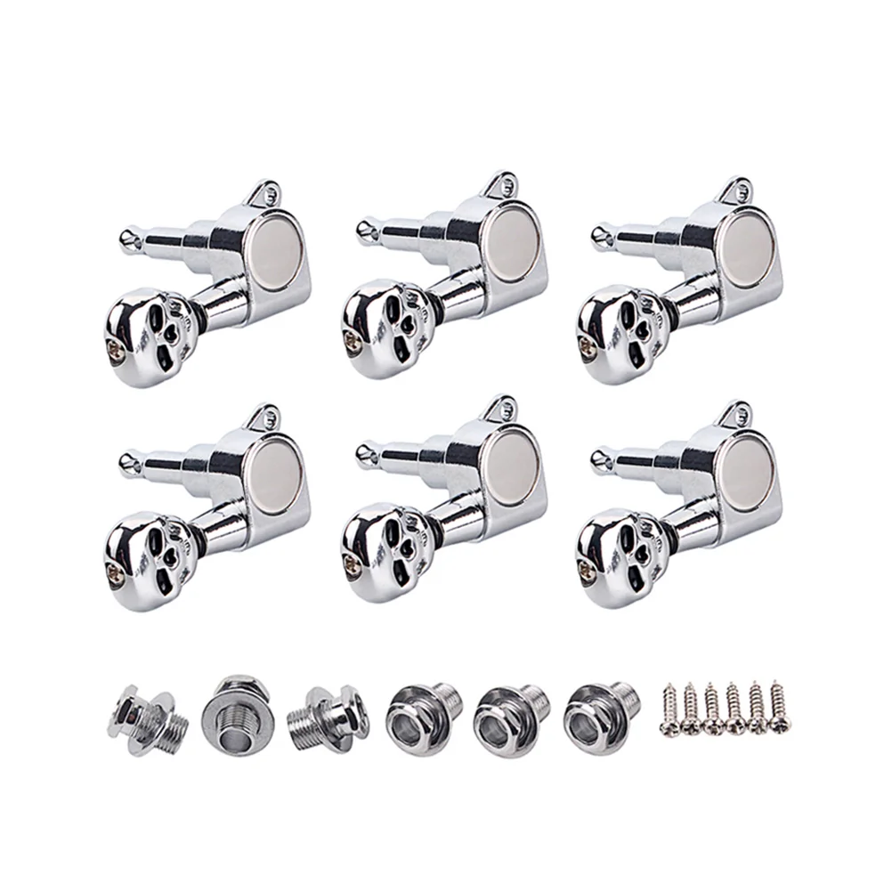 

1 Set Skull Shape Vintage Style Guitar Machine Heads 6R Tuning Pegs for Guitar Bass GC209C (Silver) guitar tuning pegs