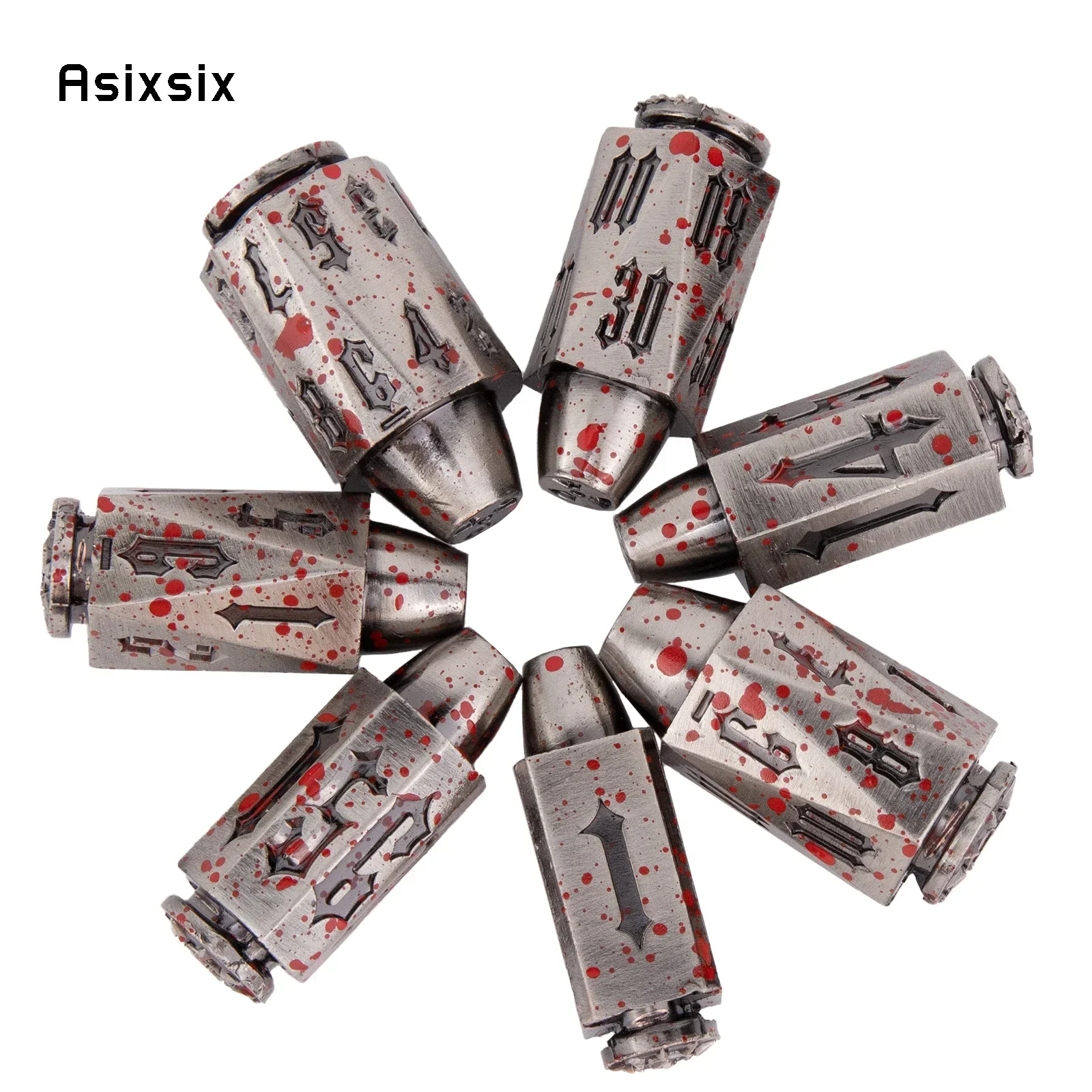Metal Dice, Perfect For Tabletop Rpgs And Card Games 7 Pcs Silver Red Metal Bullet Black Number Sharp Edge Dice Polyhedral Dice