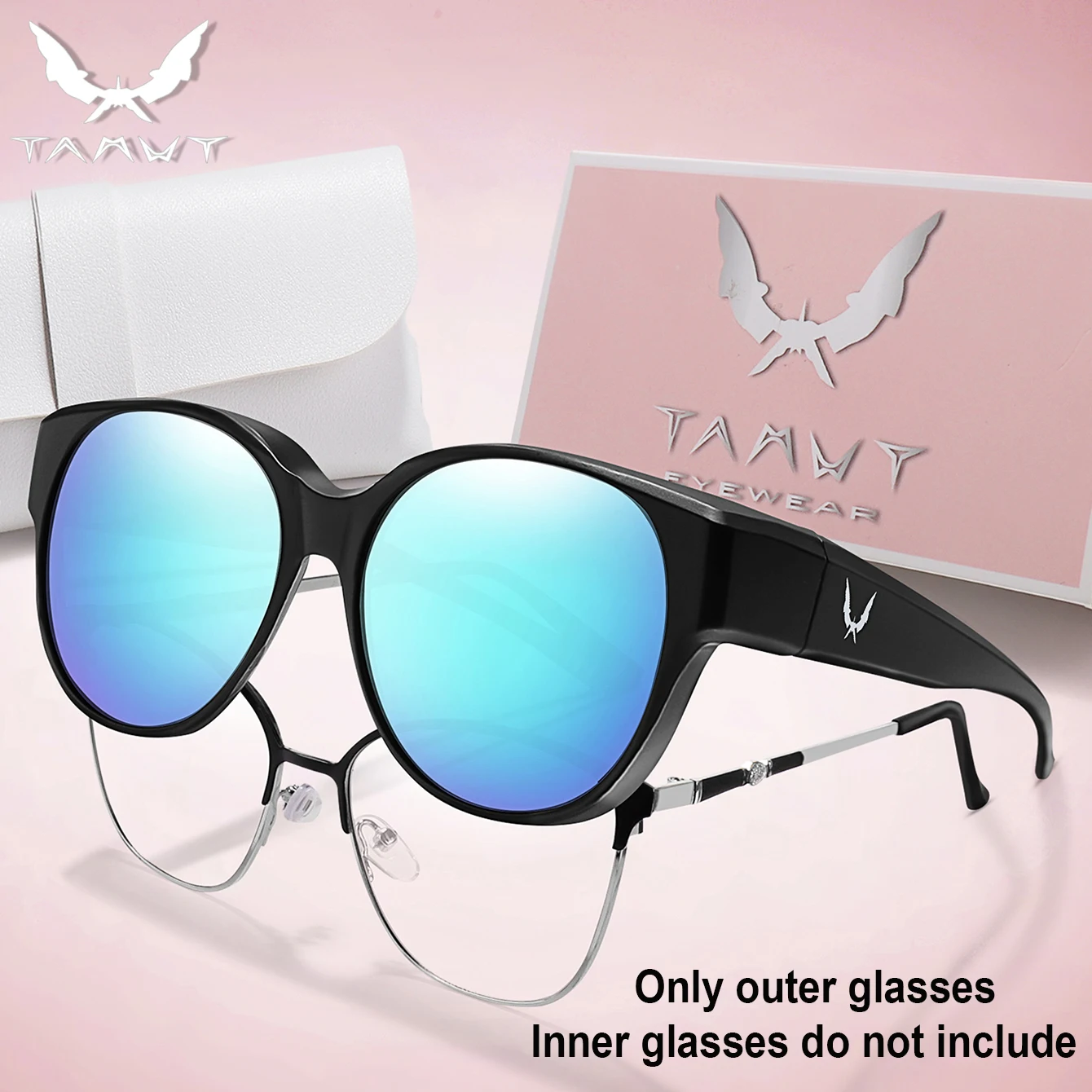 Over Glasses Cover Over Myopia Eyeglasses Unisex Round Shades with UV protection Outdoor Sports Fishing Hiking Cycling with Box image 4