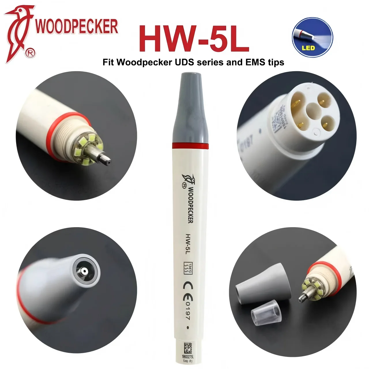 Picture 3: Original Woodpecker HW-3H HW-5L LED Ultrasonic Piezo Scaler Handpiece Dental Teeth Cleaning Dentistry Instrument