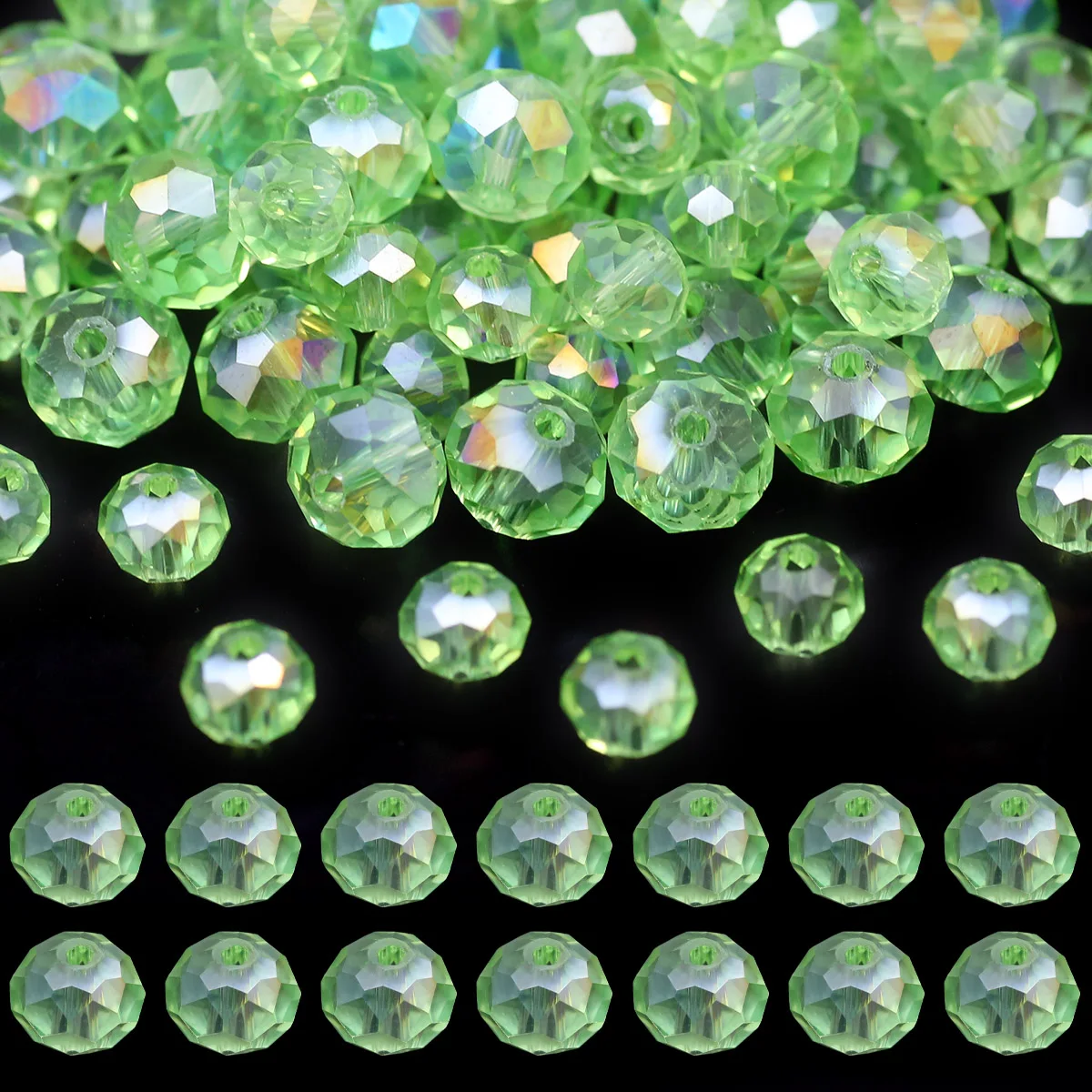 4/6/8mm Flat Grass Green AB Crystal Glass Beads For Making Diy Jewellery Accessories Such as Bracelets Necklaces and Key Rings