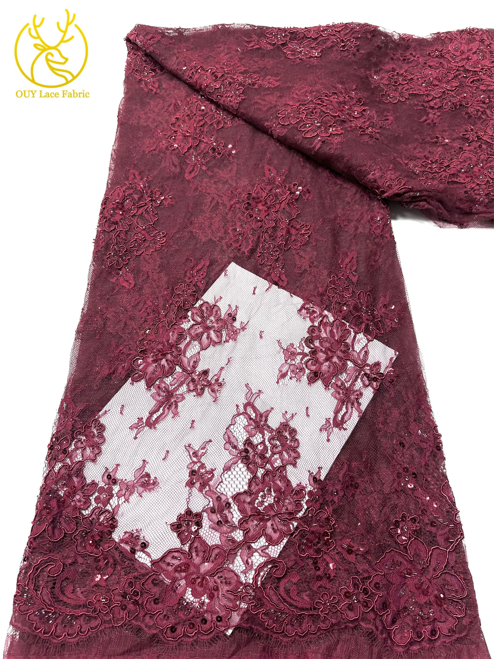 Elegante, exquisite, würdevolle, neue, modische, handgefertigte, perlenbesetzte, mit Pailletten bestickte Netzspitze, vollständig mit Perlen besetzt, für Damen-Hochzeitskleider – Detail 18