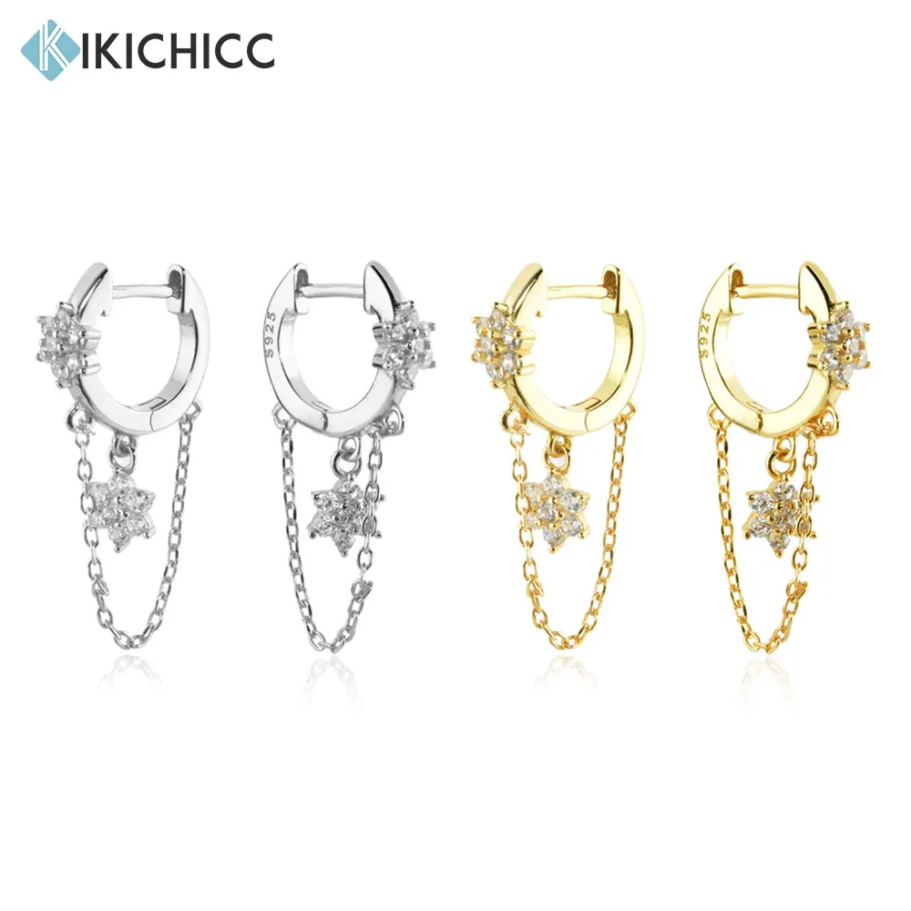 KIKICHICC 925 Sterling Silver Gold Moonlight Chain Drop Earring Dangle Pendientes Piercing Clips 2022 Women Wedding Fine Jewels