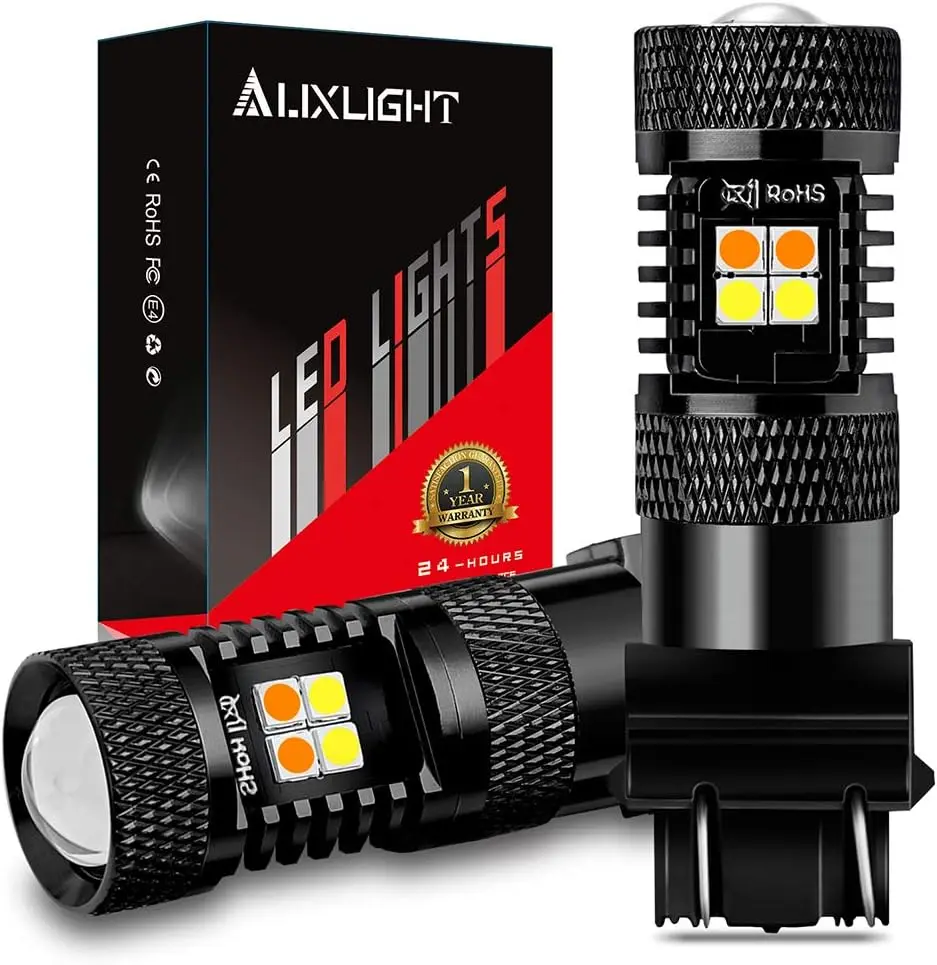 

3157 3057 4157 3155 3457 Switchback LED Bulbs 16SMD Chipsets Parking Lights/Daytime Running Lights/DRL and Turn Signal Lights wi