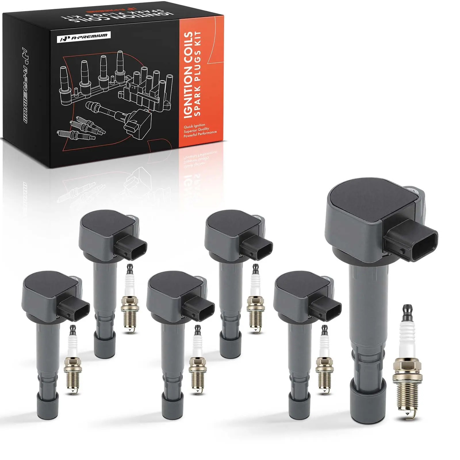 A-Premium 6x Ignition Coils & 6x Iridium Spark Plug Kits for Honda Pilot Acura MDX V6 3.5L