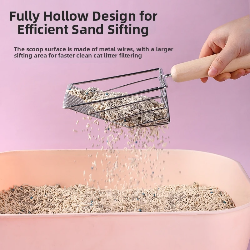 Cat Litter Scoop Set Long Handle Sifting Litter Box Scoop with Stand Pet Shovel for Kitty Waste Cat Toilet Cleaning Tools - view 2