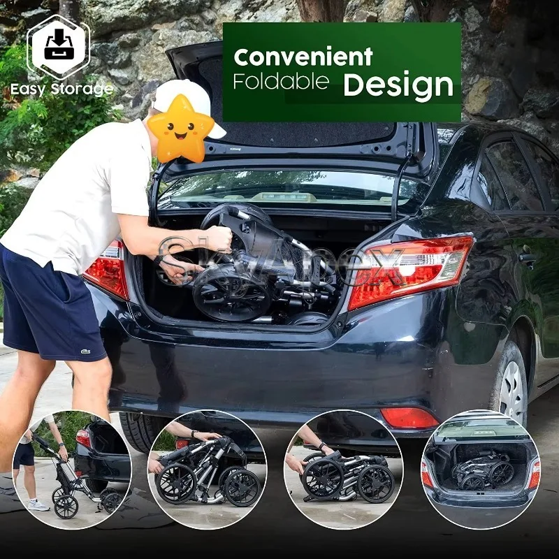 Folding Hand Push Golf Trolley Sturdy Lightweight Body Quick Assembly For Golf Bag Transport And Space Saving Household Storage