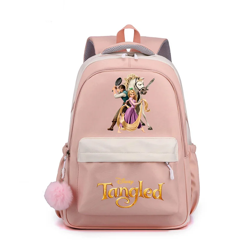 Disney Tangled Rapunzel Putri, tas sekolah anak perempuan pelajar wanita modis Harajuku, ransel bepergian Mochila