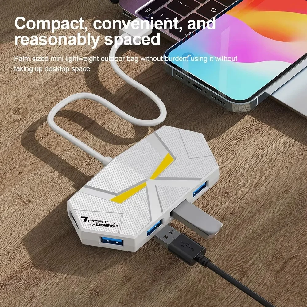 USB 3.0 HUB 4/7 منافذ نوع C محطة إرساء RGB ضوء 5Gbps عالية السرعة نقل الفاصل محول لأجهزة الكمبيوتر المحمول لوحة مفاتيح وماوس