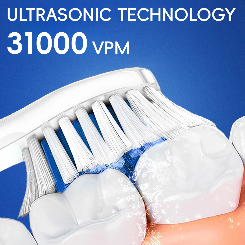전기 치석 제거기 및 전동 칫솔 세트(3가지 모드 및 2분 스마트 타이머 포함), 필립스 소닉케어 브러시 헤드와 호환 가능