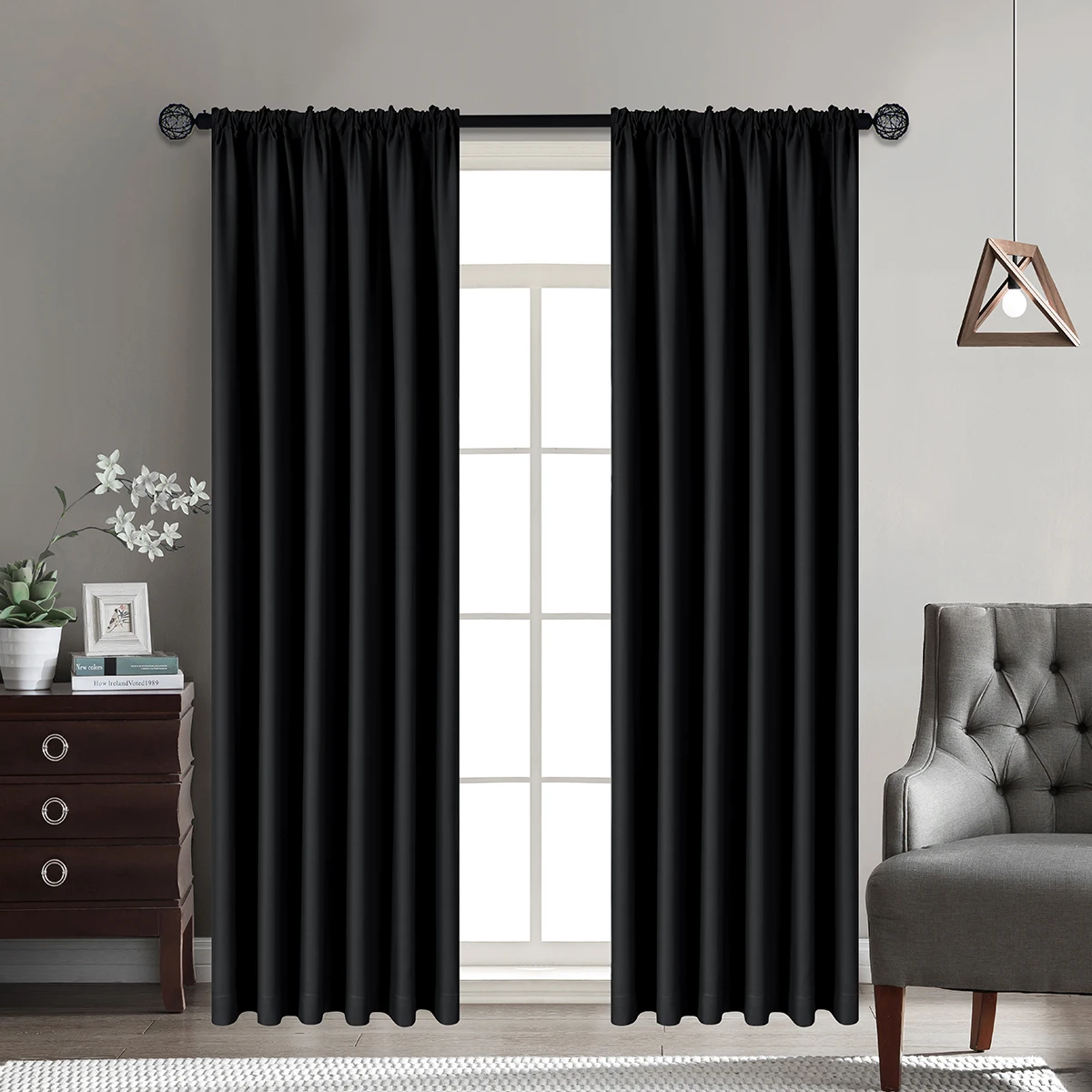 

90%Blackout Curtains for Bedroom Full Light Blocking Drapes With Black Backing Thermal Insulated For Living Room Curtain