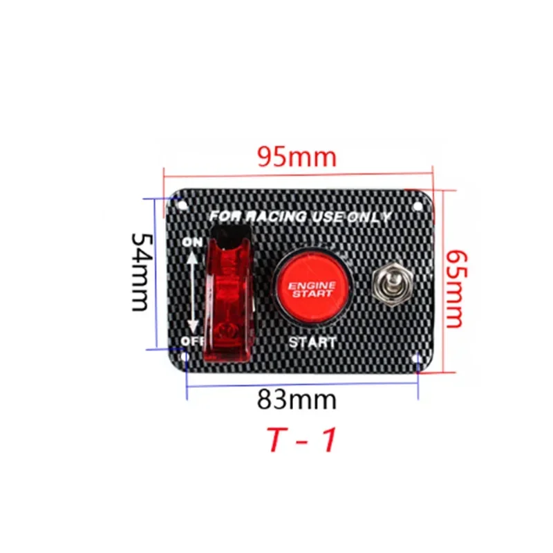 12V LED Ignition Switch Panel Engine Start Push Button LED Toggle Switch Carbon Fiber For Racing Car