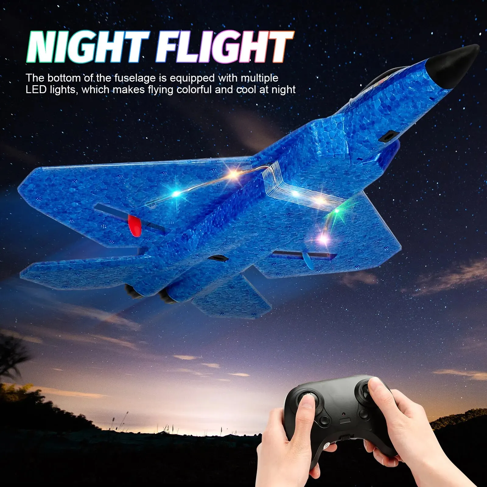 2024Hot sale F22 Raptor RC Plane 2.4G 2CH Remote Control Flying Glider With LED Lights EPP Foam Airplane Toys For Children Gifts