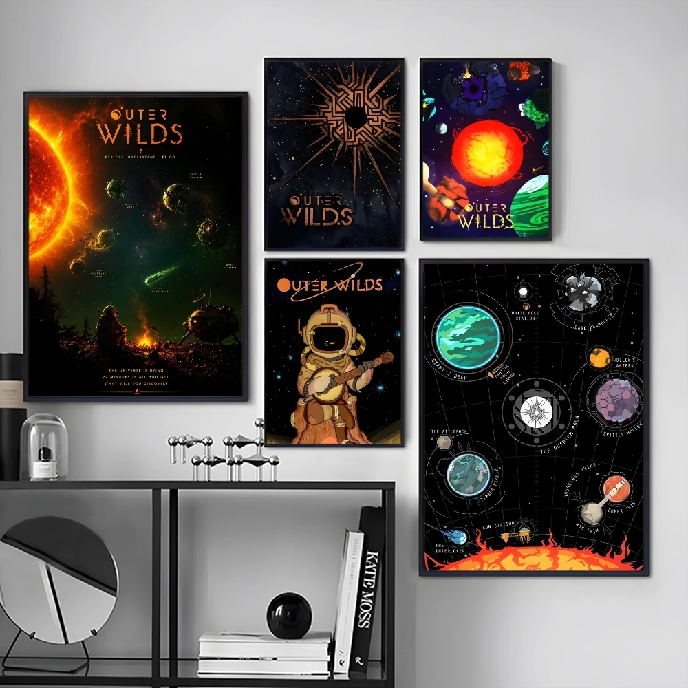 O-Outer Wilds Game Painting Calligraphy Canvas Poster Art for Bedroom Living Room Home Decor Wall Decoration Decals Gift