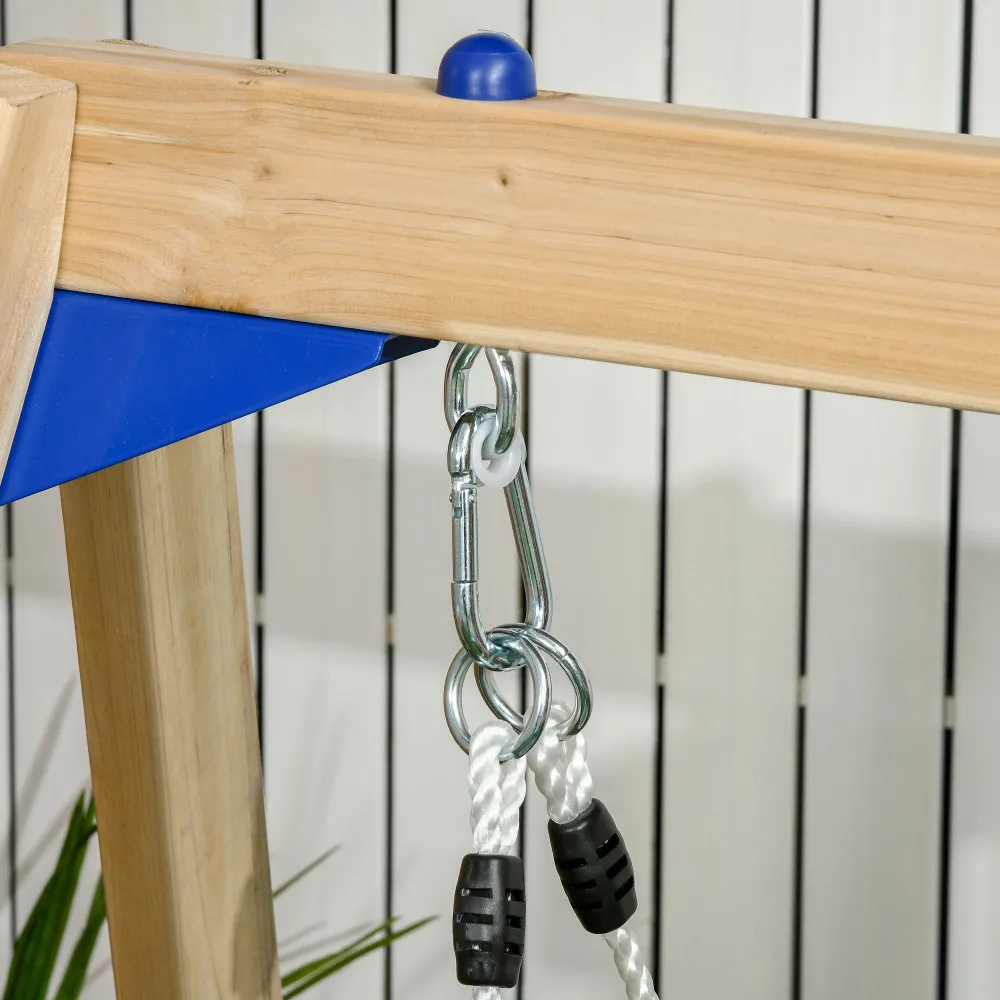 3 in 1 木製ブランコセット 屋外プレイセット ベビーブランコシート、幼児用スライド、キャプテンホイール、望遠鏡、子供用裏庭付き