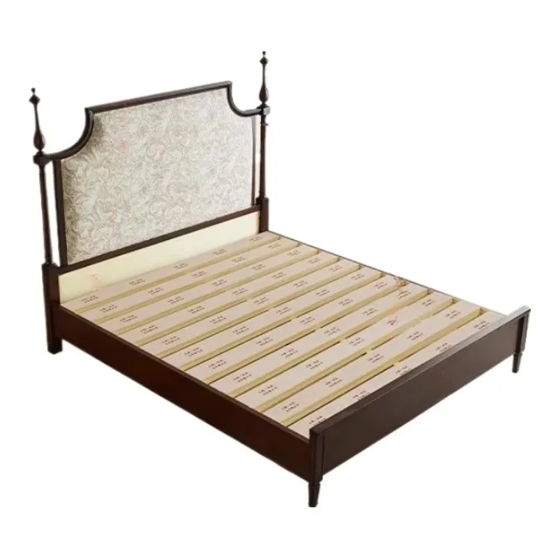 M Retro  modern wooden bed simple antique  atmosphere light luxury bed