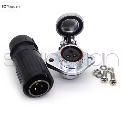 HP20 Connector 2 3 4 5 6 7 8 9 10 12-pin Industrial Motor Waterproof IP68 Aviation Male Plug Flange Panel Mount Female Socket