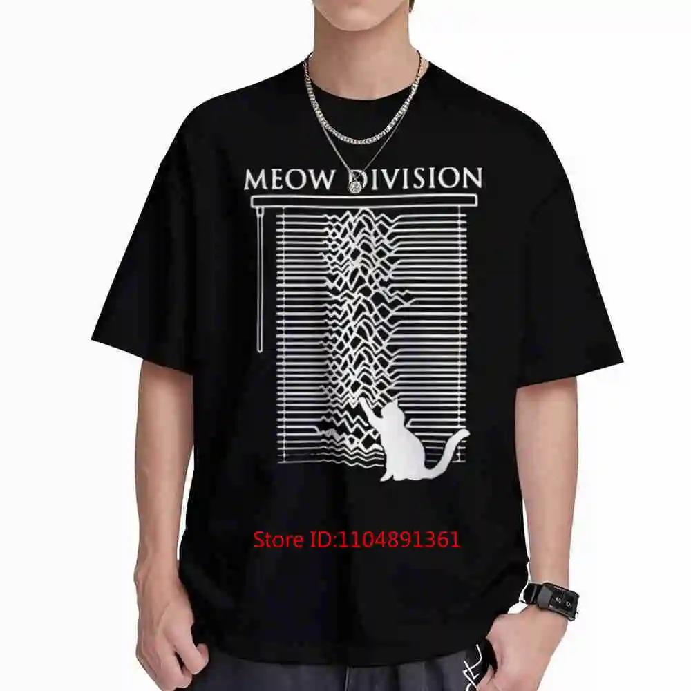 Joy Division Post Punk Cat Waveform Meow Short Sleeve Tee 100% Cotton T-Shirt