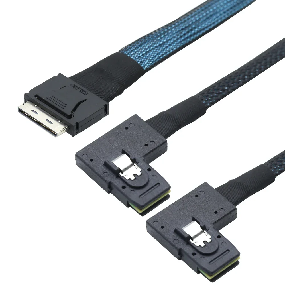 Durable Oculink PCIe to Dual 8I SAS SFF-8087 Left Angle Server Cable Bundle for Efficient Data Transfer
