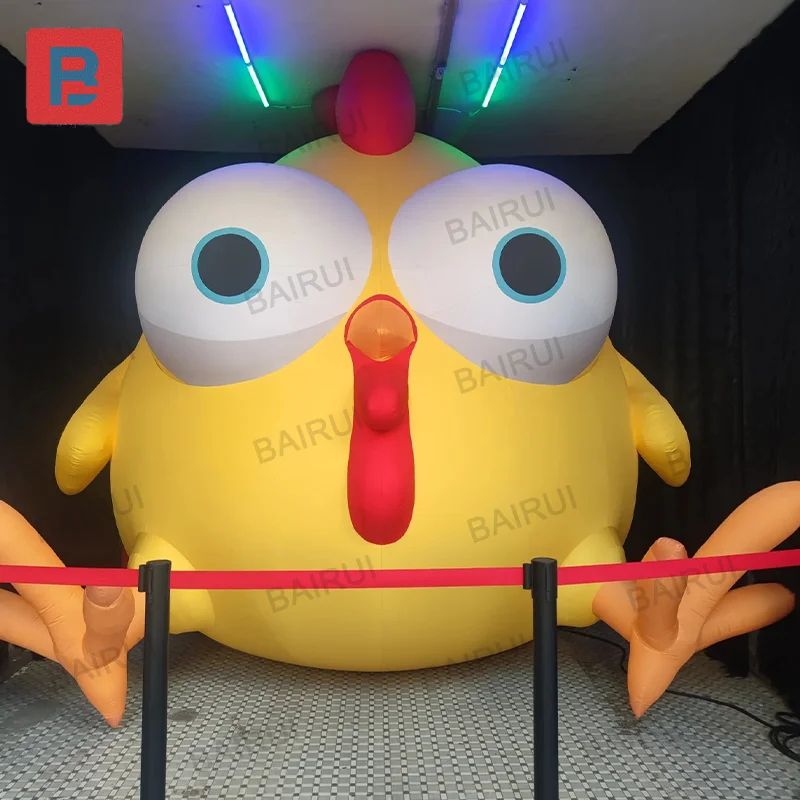 Yellow big eyes inflatable chicken big cock cartoon cute hen egg for restaurant fried chicken store advertising prop