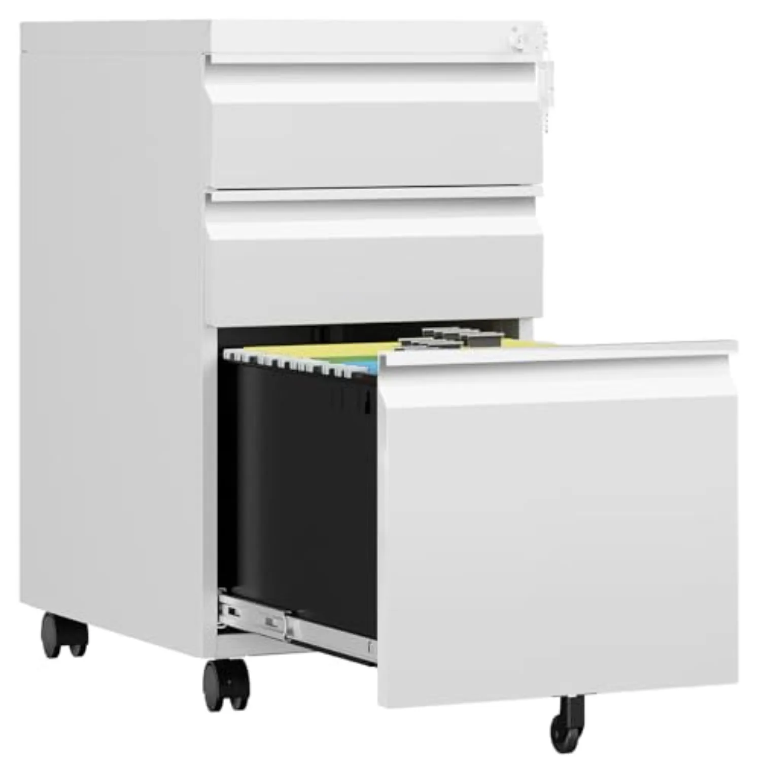 3 Drawer Mobile File Cabinet with Lock, Rolling File Cabinets for Home Office, Under Desk Small File Caninet on wheels