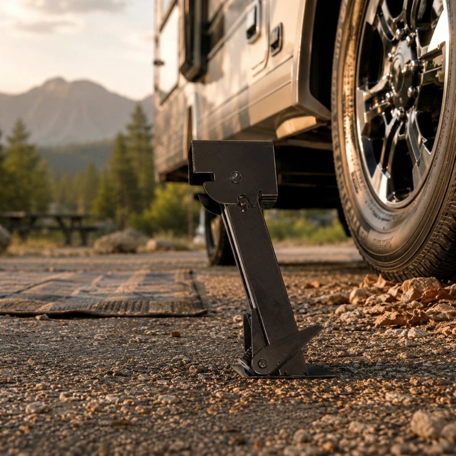 Travel Vehicle Support Stand Stand Manual Crank Vehicle Support Leg Recreational Vehicle Stabilizer Support Stand Base Plate view 4