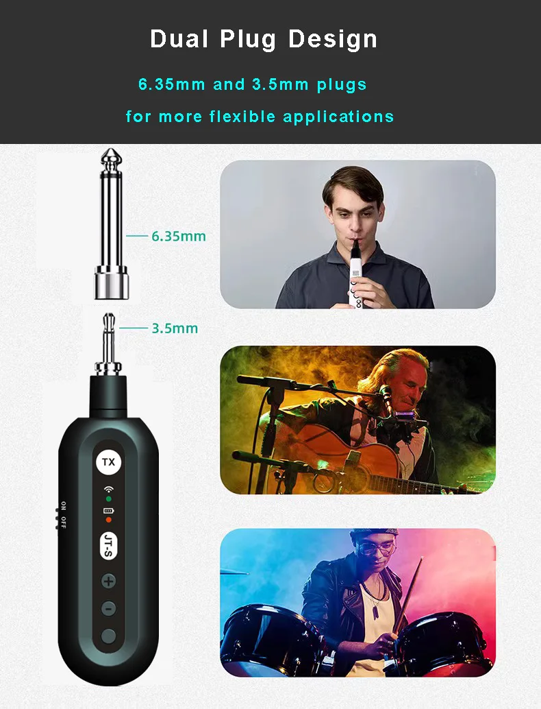 Dieci articles TLF Xtuga JT-3 professionnel 2.4G Microphone dynamique micros de guitare léger électrique o émetteur-récepteur sans fil C