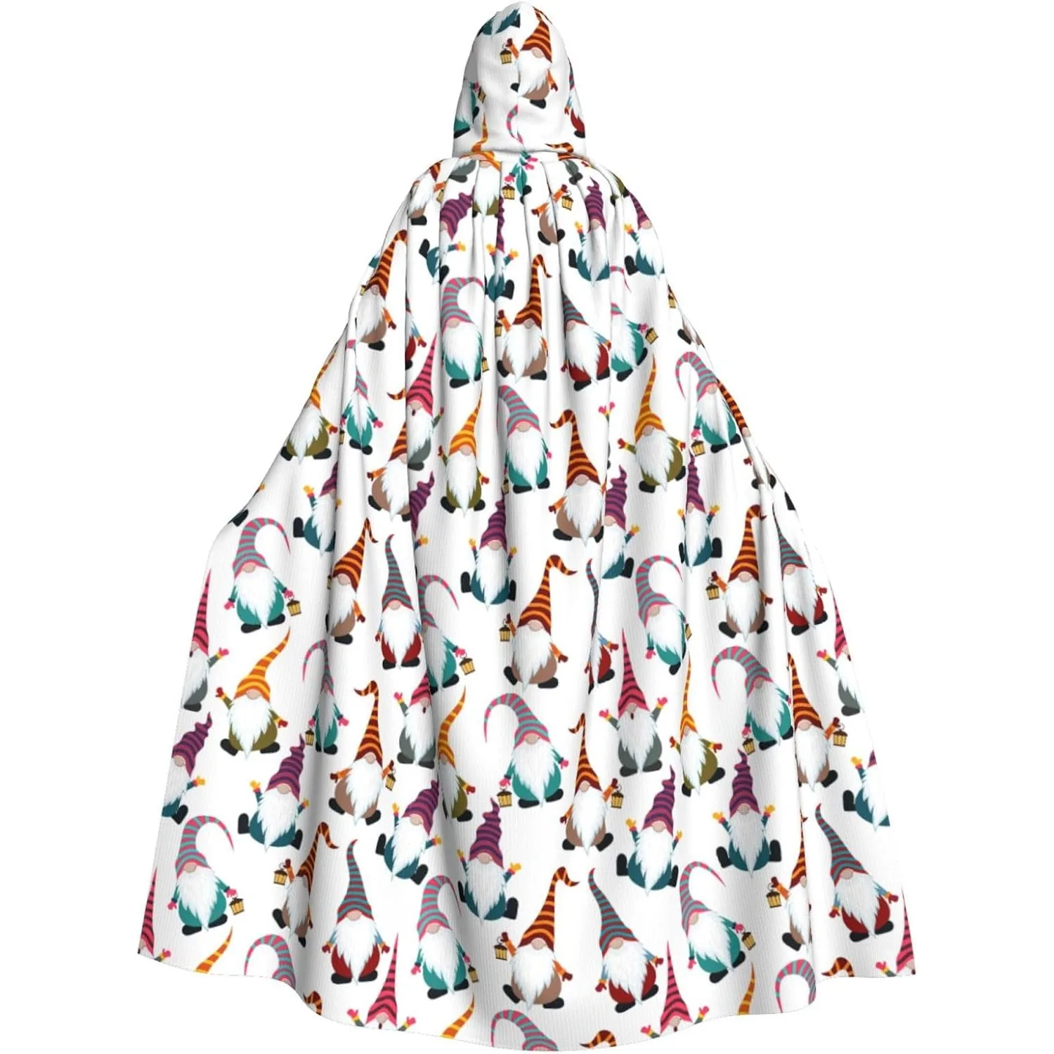 Xmas Funny Gnomes print Adult Hooded Cape Carnival Festival Cape Cosplay Robe Costume party Gothic Carnival
