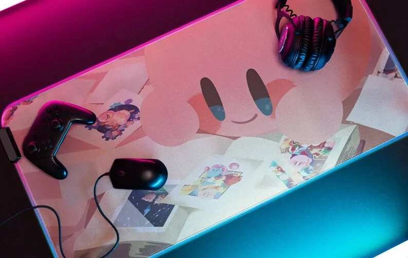 قابس طاقة Poyo: قم بشحن يومك باستخدام لوحة ماوس Kirby المعدية، 8 مقاسات، أضواء RGB، حصيرة مكتب XXL، لوحة ماوس لطيفة، حصيرة لطيفة، #6