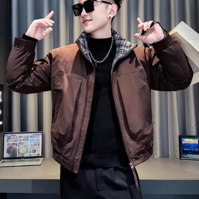 Winter Thick Cotton Jackets Men's Standing Collar Casual Cotton Jacket Fashion Warm Social Business Streetwear Hip Hop Parkas
