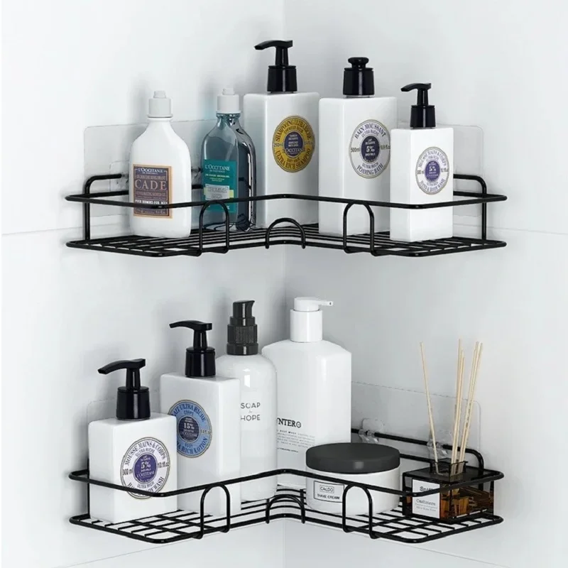 

Bathroom kitchen Punch Corner Frame Shower Shelf Wrought Iron Shampoo Storage Rack Holder with Suction Cup bathroom accessories