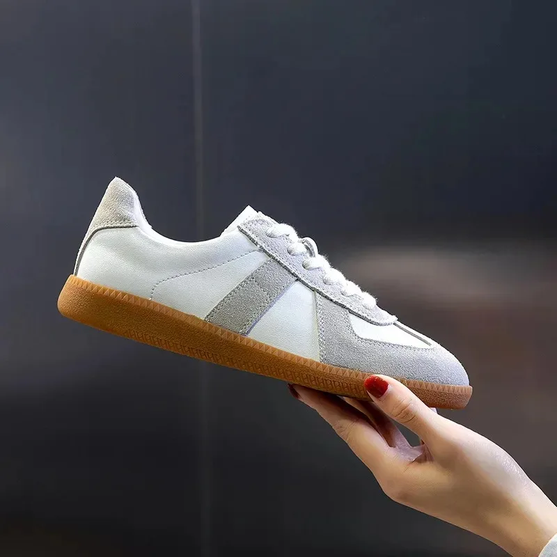 

New Women's Sneakers 2025 New Genuine Leather Ladies Moral Training Shoes Casual Spring Flat Shoes Women