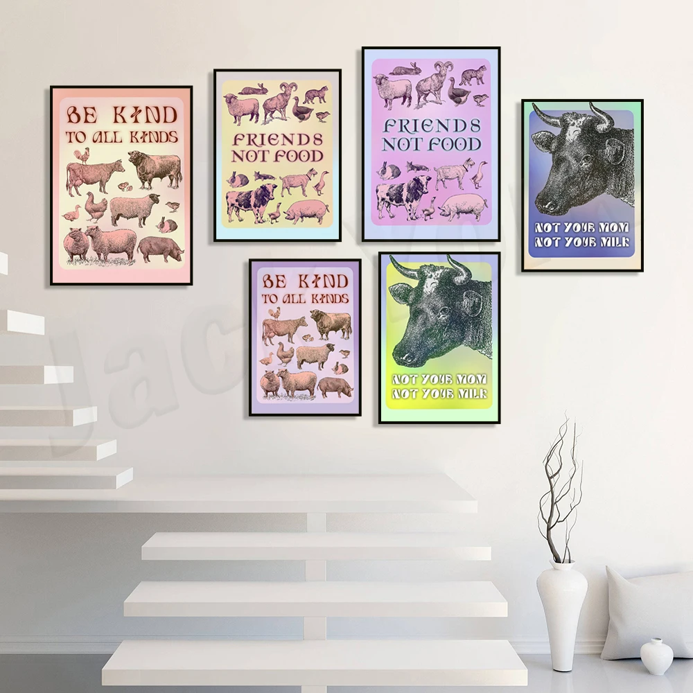 Kindness to All Kinds, Vegan Poster Vegan Gift, Hippie Poster, Fashion Print, Vegan Poster Vegan Gift, 2000 Millennium Decor