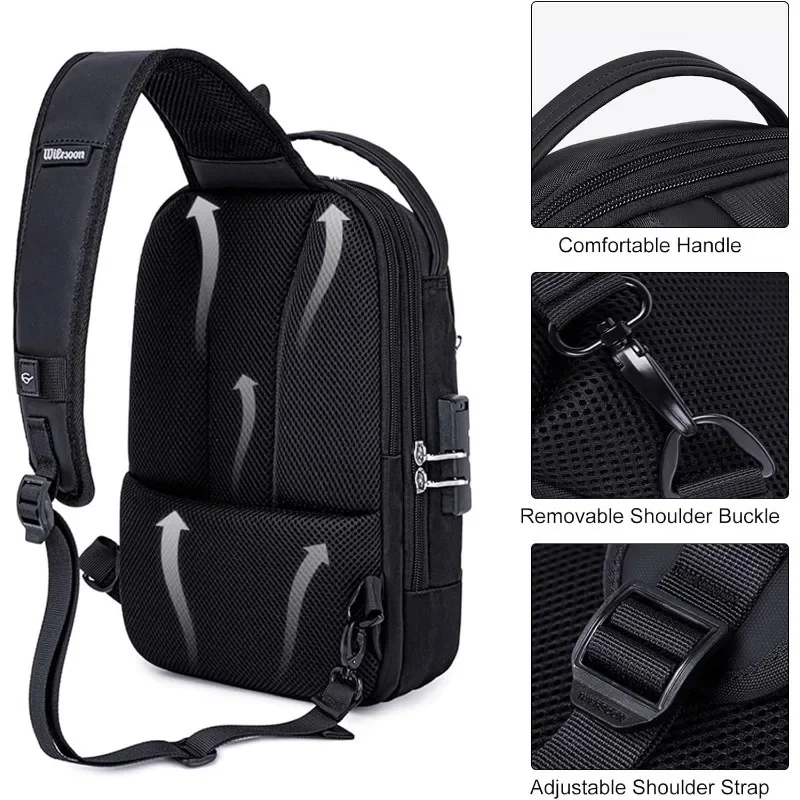 Anti-Theft Sling Bag, Crossbody Chest Bags Daypack for Men&Women, Casual One Shoulder Backpack bolsa masculina sac a main сумка