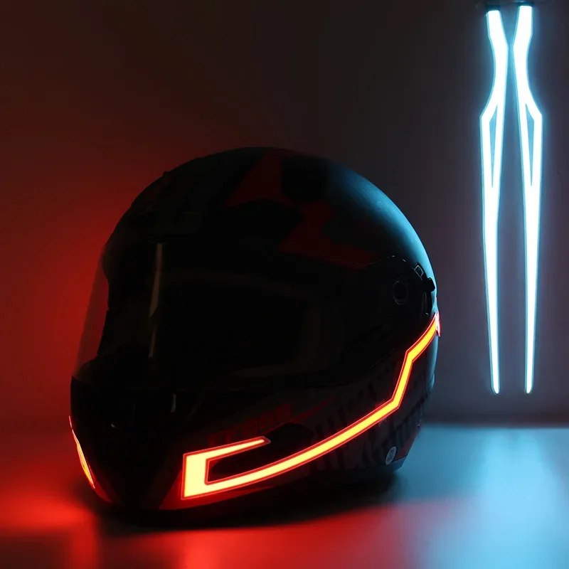 A Pair Motorcycle Helmet Capacete De Moto Light Riding Signal EL Strip Kit Bar DIY Helmet Led Strip Reflector Cold Light Fil