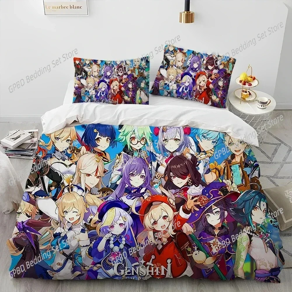 Anime Genshin Impact Game 3D NEW Duvet Cover Pillowcase Bedding Set Adult Girl Bedroom Decoration Children Single Double Large