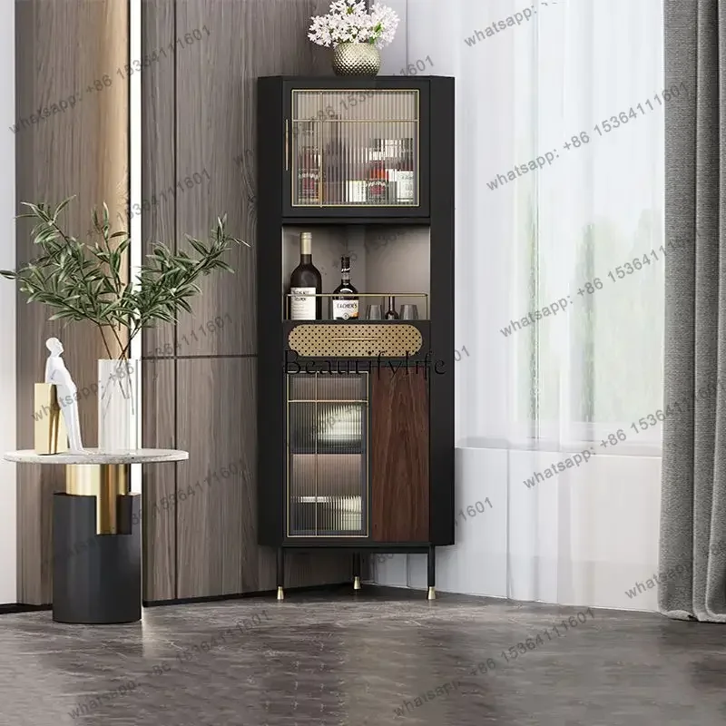 PJ European Light Luxury Corner Cabinet Modern Simple Living Room Wine Cabinet Locker