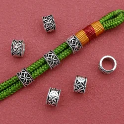 30pcs/Lot Classic Hollow Coin Pattern Big Hole Loose Beads 8x5mm Bracelets Wig/Beards Ornaments Bead Spacers DIY Jewelry Crafts