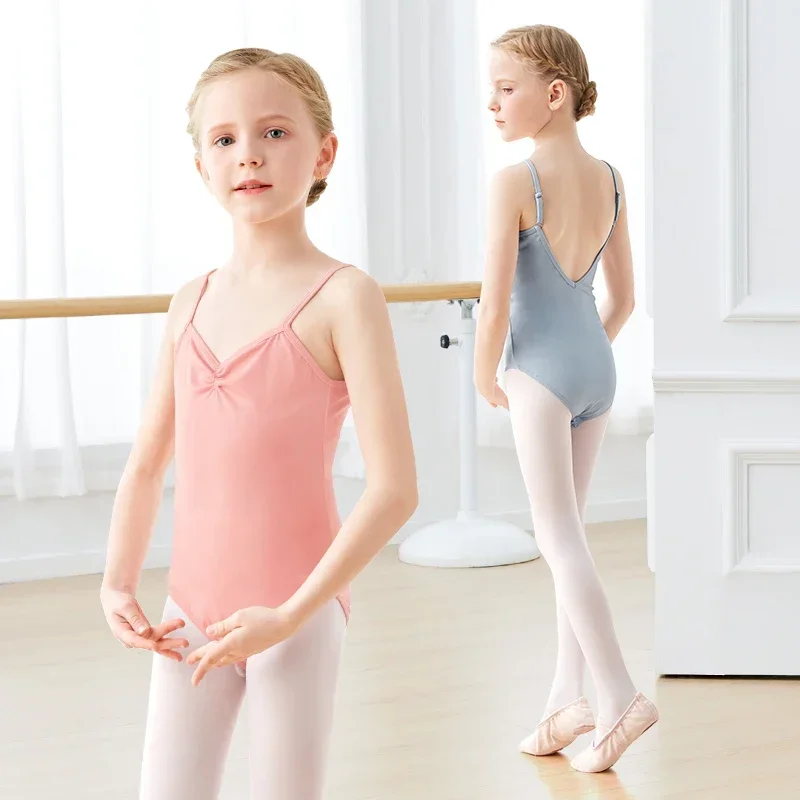 Justaucorps de ballet pour filles, caraco de danse pour enfants, maillots de bain d'été, olympiques de ballet à dos en V