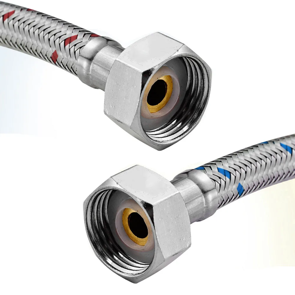 G1/2 G3/8 G9/16 50cm 1 para Elastyczne rury hydrauliczne ze stali nierdzewnej do kranów mieszających zimną i ciepłą wodą, przewody doprowadzające wodę, części łazienkowe — zdjęcie 5