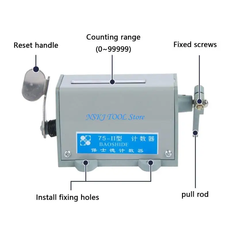 

L8RC 5 Digits Display Pull/Rotary Counter Mechanical Resettable Pull Counter Machine Tool with Count Ranges 0-99999