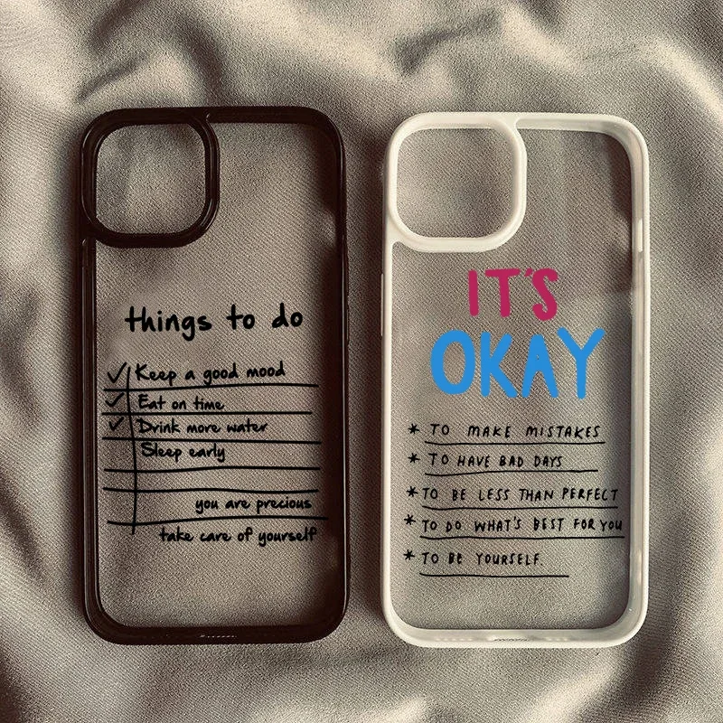 Funny Schedule Plan Things To Do Phone Case For iPhone 14 15 13 16 Pro Max 11 12 XR XS SE20 7Plus Letter Quotes Clear Hard Cover