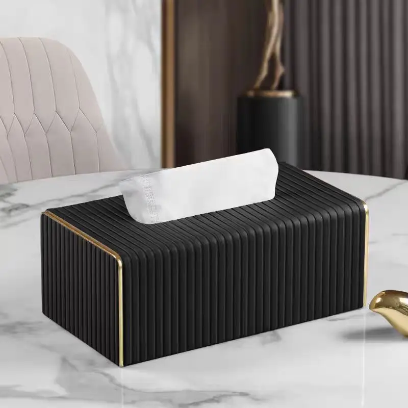 

Exquisite Streak European Style Leather Tissue Box, High Quality, Hotel, Living Room, Bathroom, Home Decor, New