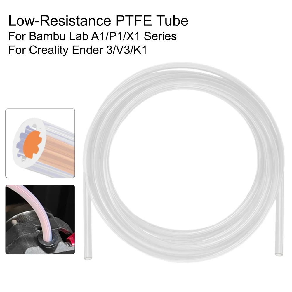 Star-Shape PTFE Tube Filament Pipe White/Translucent Low-Resistance Teflon Bowden Tube For 3D Printer Bambu Creality Voron
